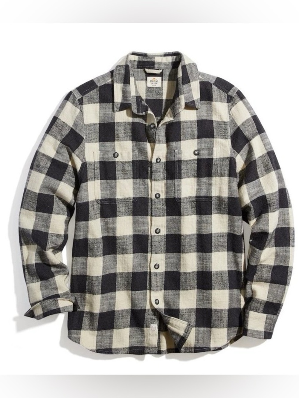 Marine Layer Brushed Flannel Overshirt Plaid Button Up Shirt Mens Size Large